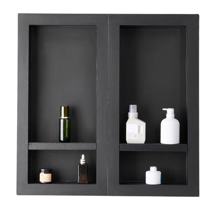 Shower Niche 40.6 x 81.3 + 40.6 x 81.3 cm Recessed Wall Shelf Bathroom
