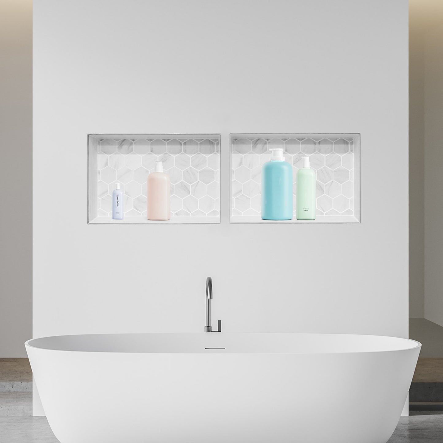 Shower Niche 40.6 x 61+40.6 x 61 cm Recessed Wall Organizer Bathroom