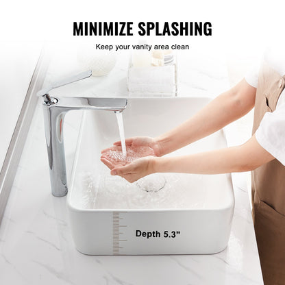 Modern Ceramic Vessel Sink 48x37cm Bathroom Vanity Bowl Countertop White