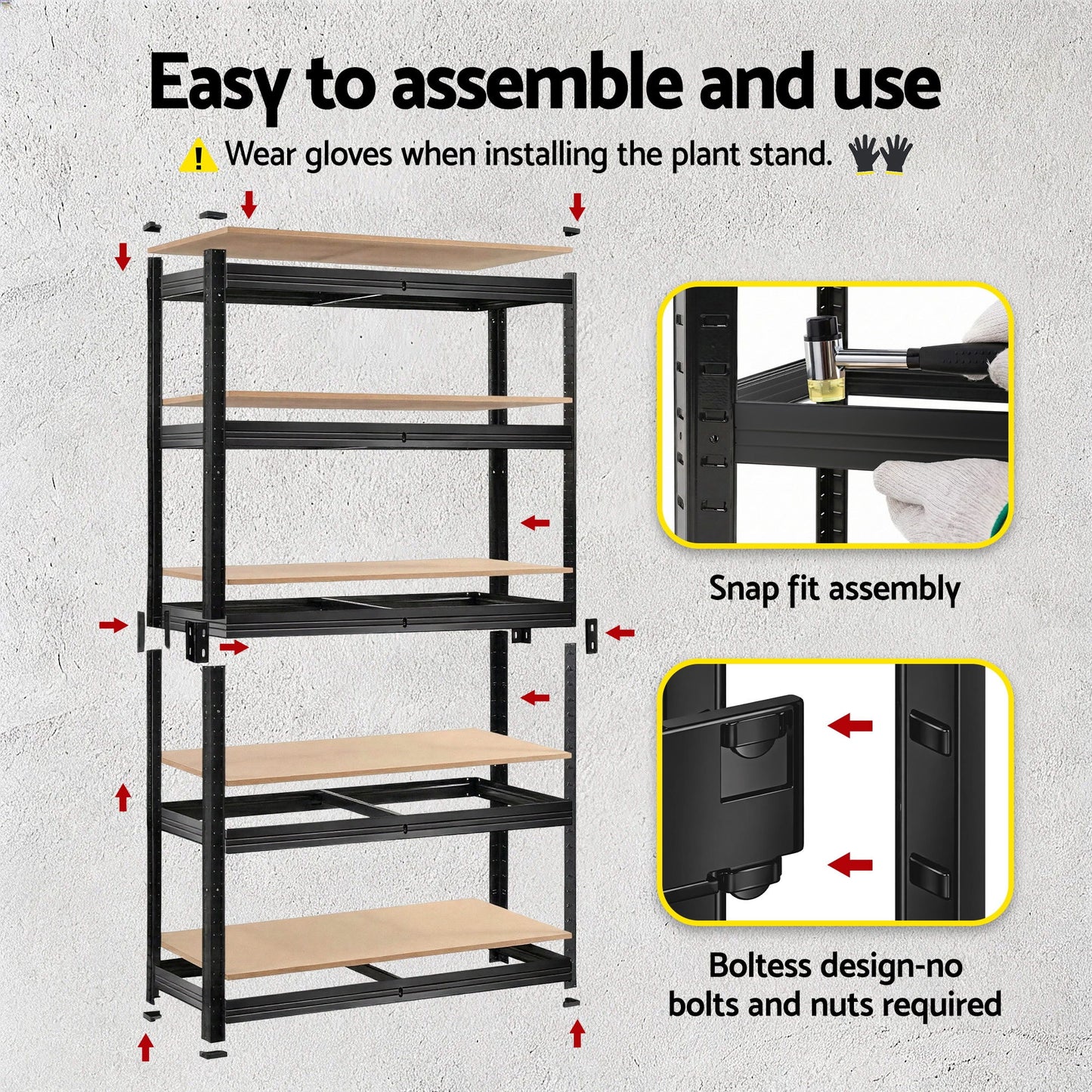 Giantz Garage Shelving 1.6X0.8m Warehouse Shelves Storage Rack Pallet Racking Black
