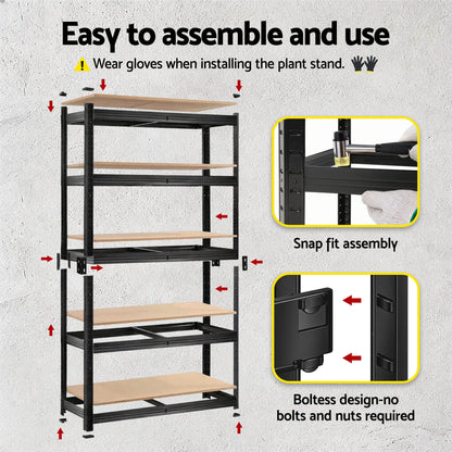 Giantz Garage Shelving 1.6X0.8m Warehouse Shelves Storage Rack Pallet Racking Black