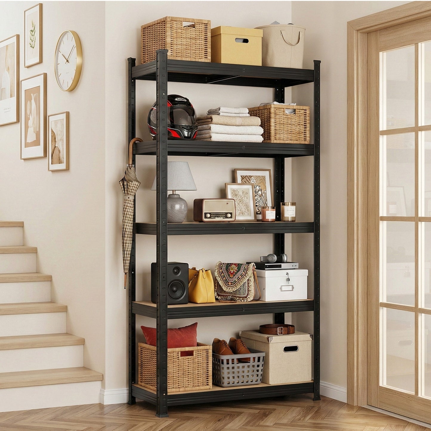 Giantz Garage Shelving 1.6X0.8m Warehouse Shelves Storage Rack Pallet Racking Black