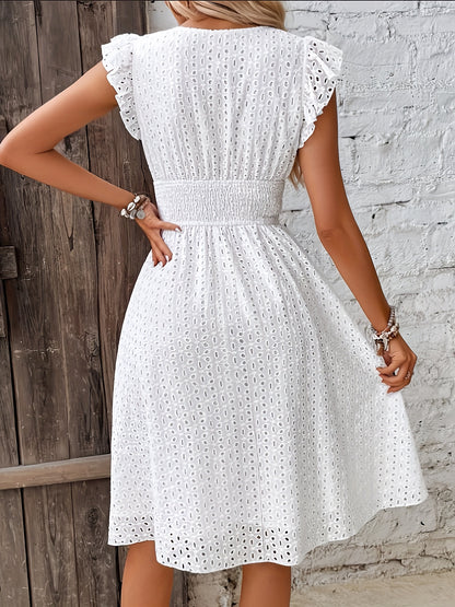 Hannah™ Elegant White Ruffle Dress