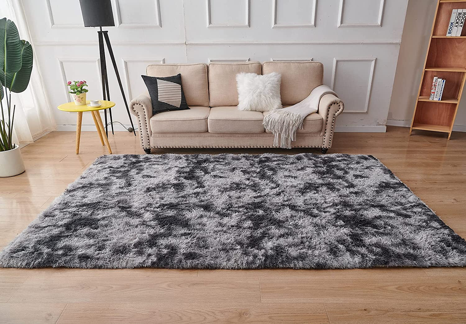 Dark Grey Fluffy Floor Rugs, Indoor Rugs