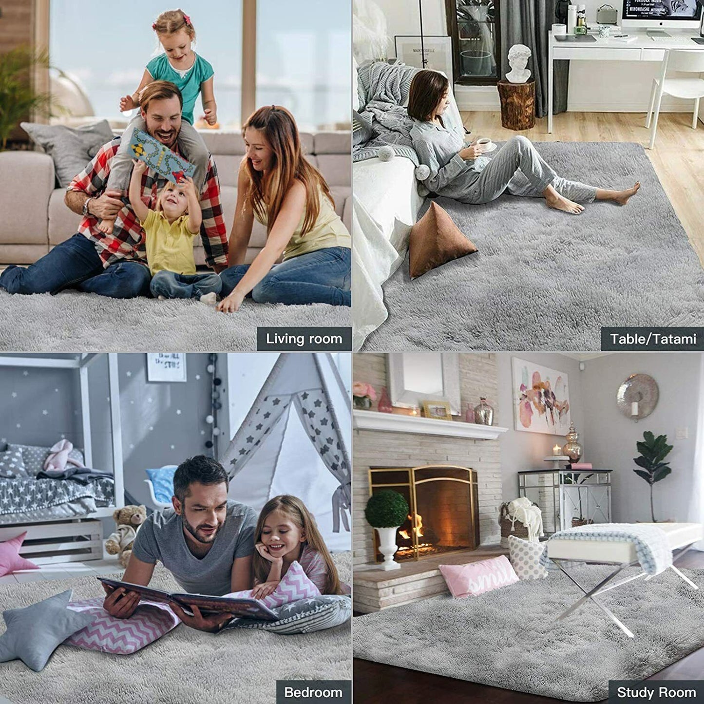 Light Grey Fluffy Floor Rugs, Features