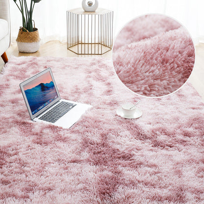 Pink Purple Fluffy Floor Rugs, Front