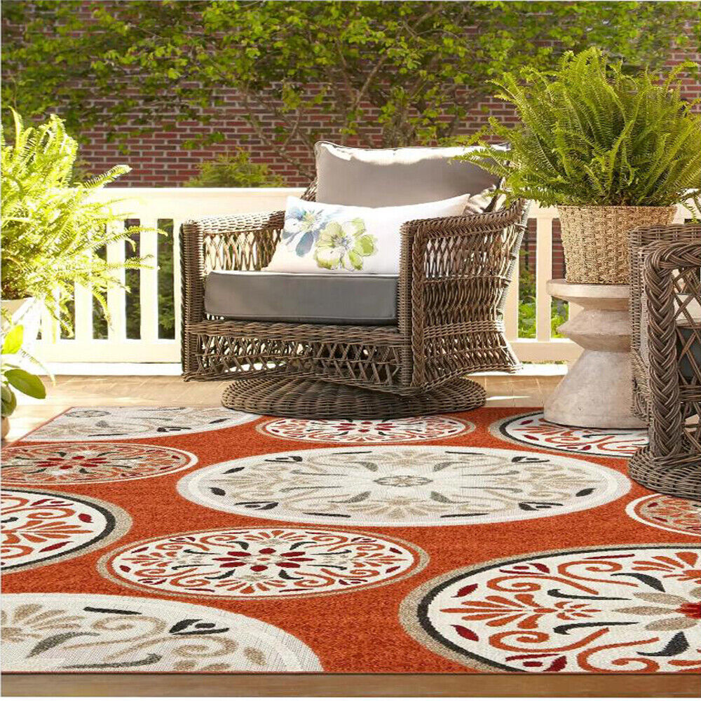 TurkWeave Orange Circle Outdoor Rugs, Side