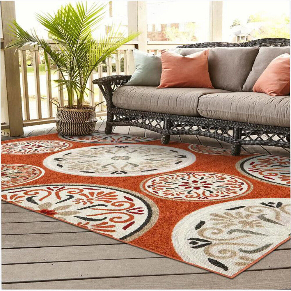 TurkWeave Orange Circle Outdoor Rugs, Side 2