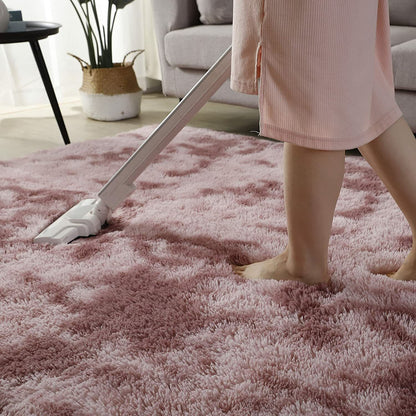 Pink Purple Fluffy Floor Rugs, Bedroom Rugs