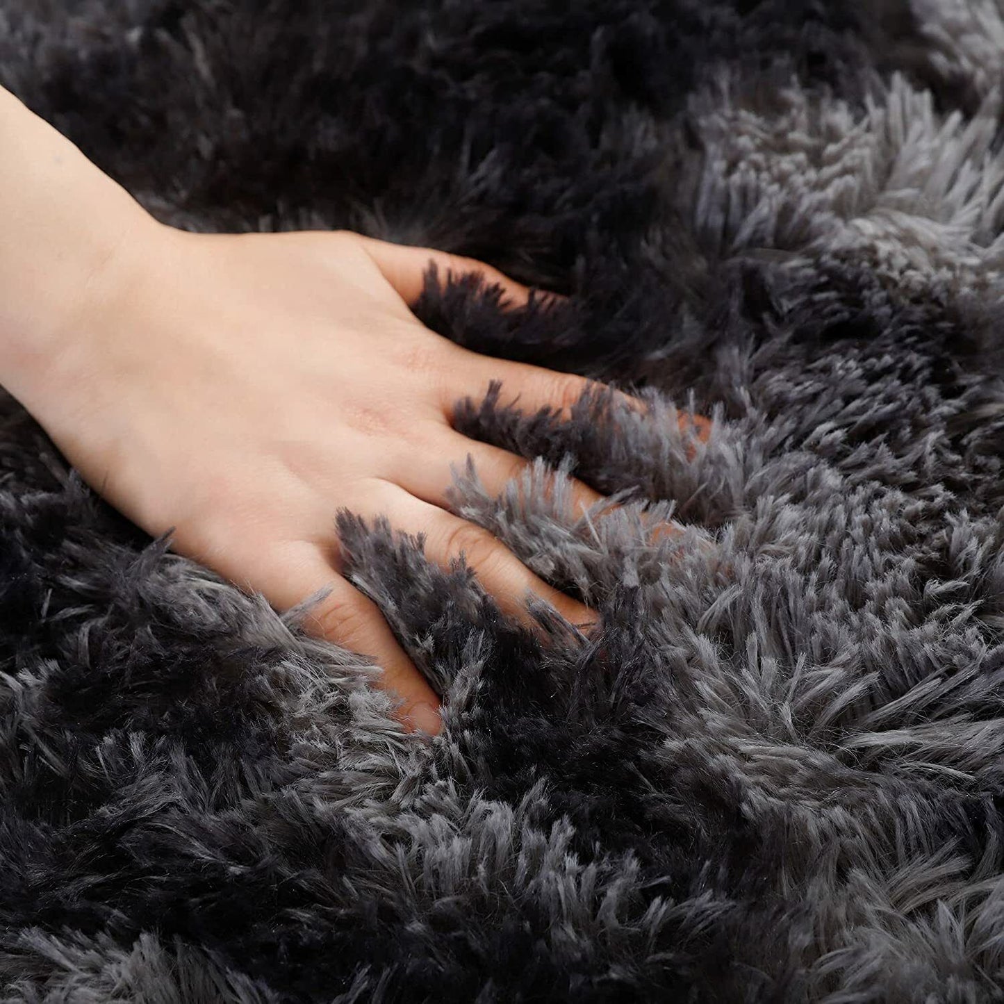 Dark Grey Fluffy Floor Rugs, Material