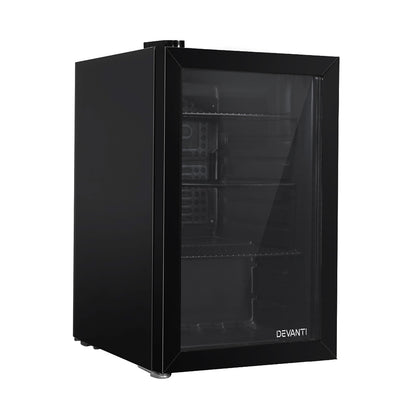 Devanti Bar Fridge Glass Door Mini Fridges Countertop Refrigerator Black 70L