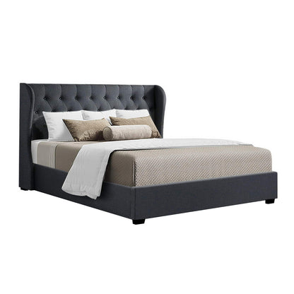 Tranquilux Bed Frame Fabric Gas Lift Storage - Charcoal King