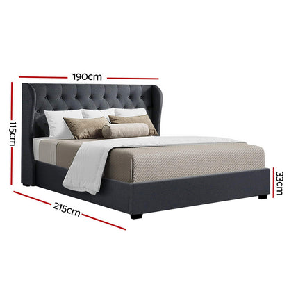 Tranquilux Bed Frame Fabric Gas Lift Storage - Charcoal King