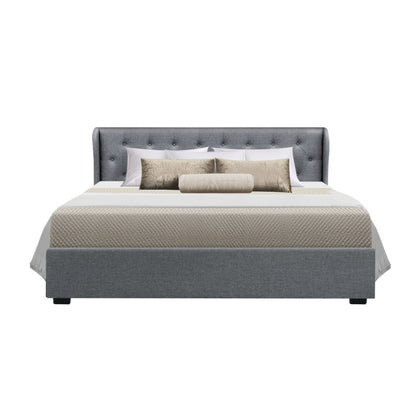 Tranquilux Bed Frame Fabric Gas Lift Storage - Grey King