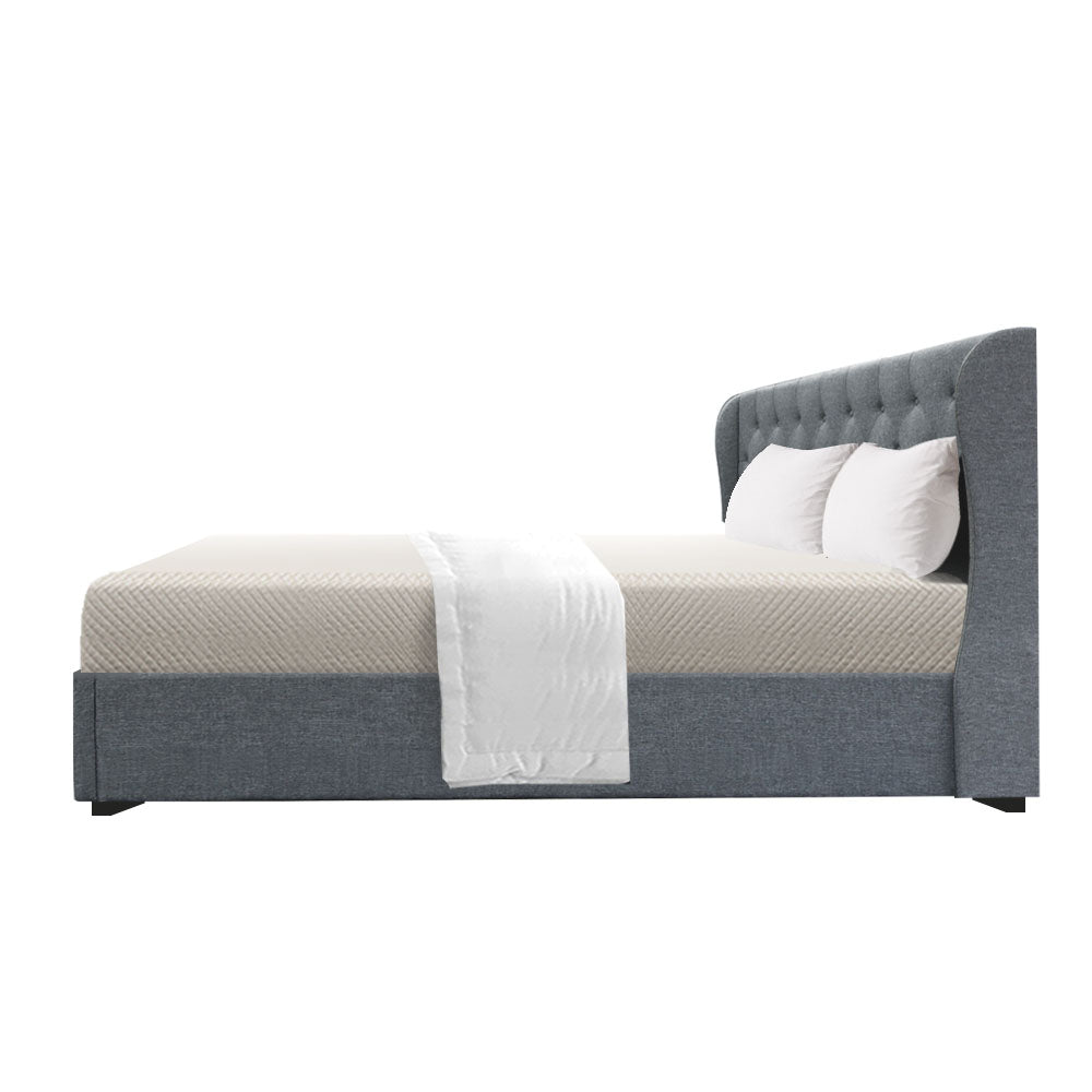 Tranquilux Bed Frame Fabric Gas Lift Storage - Grey King