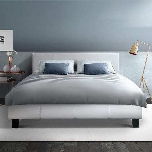 Heaven Neo Bed Frame PU Leather - White Double