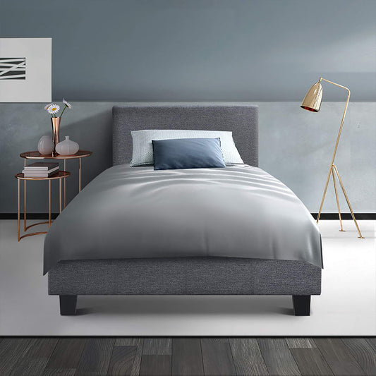 Zentonic Neo Bed Frame Fabric - Grey King Single