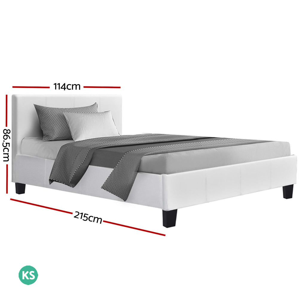 Australian King Single Bed Frame - White PU Leather Heaven Neo in Brisbane