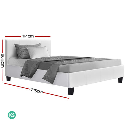 Australian King Single Bed Frame - White PU Leather Heaven Neo in Brisbane