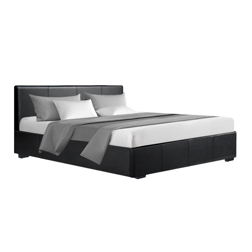 Opera Bed Frame PU Leather - Black Queen