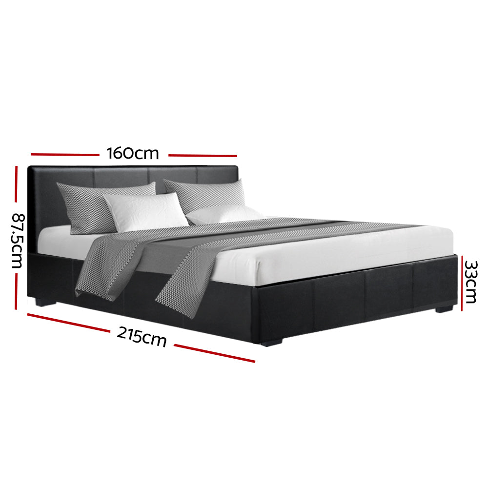 Opera Bed Frame PU Leather - Black Queen