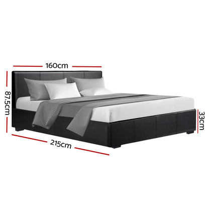 Opera Bed Frame PU Leather - Black Queen