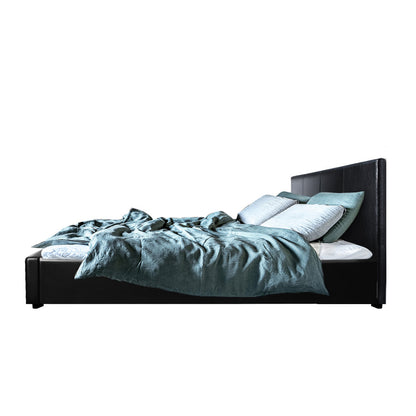 Opera Bed Frame PU Leather - Black Queen