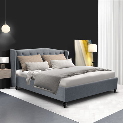 Eden Pier Bed Frame Fabric - Grey Double