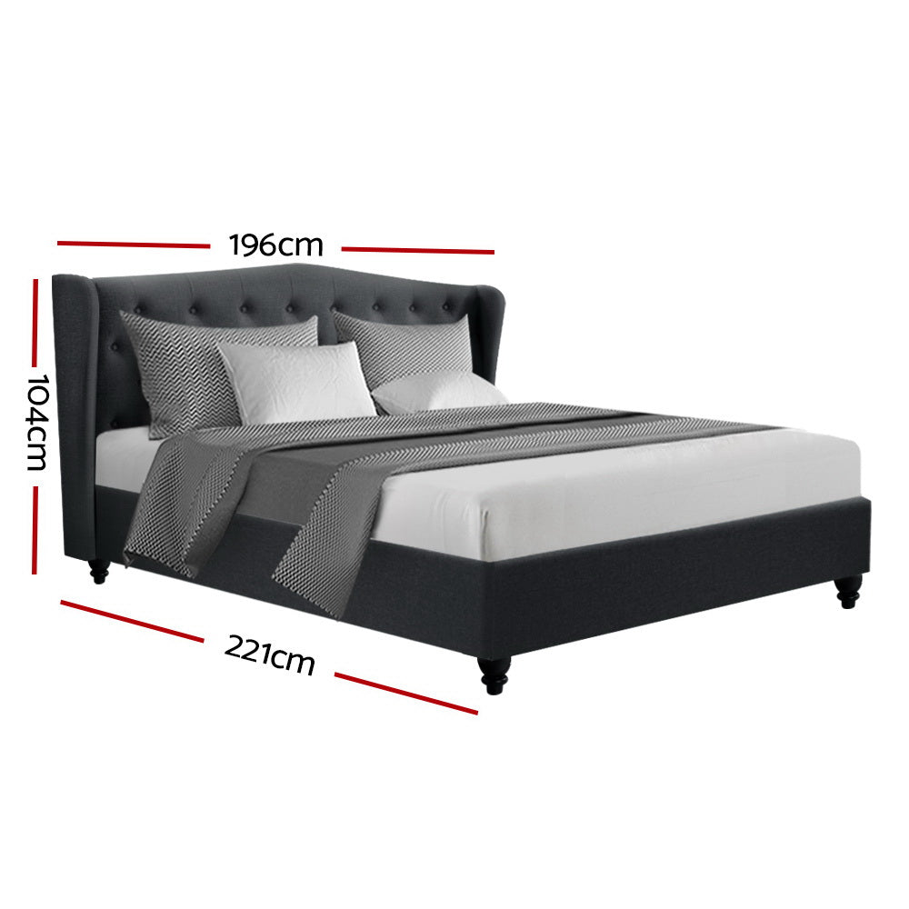 Eden Pier Bed Frame Fabric - Charcoal King