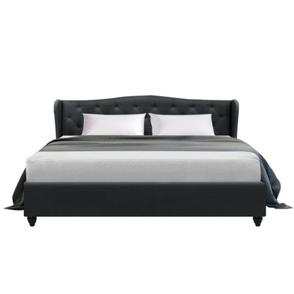 Eden Pier Bed Frame Fabric - Charcoal King