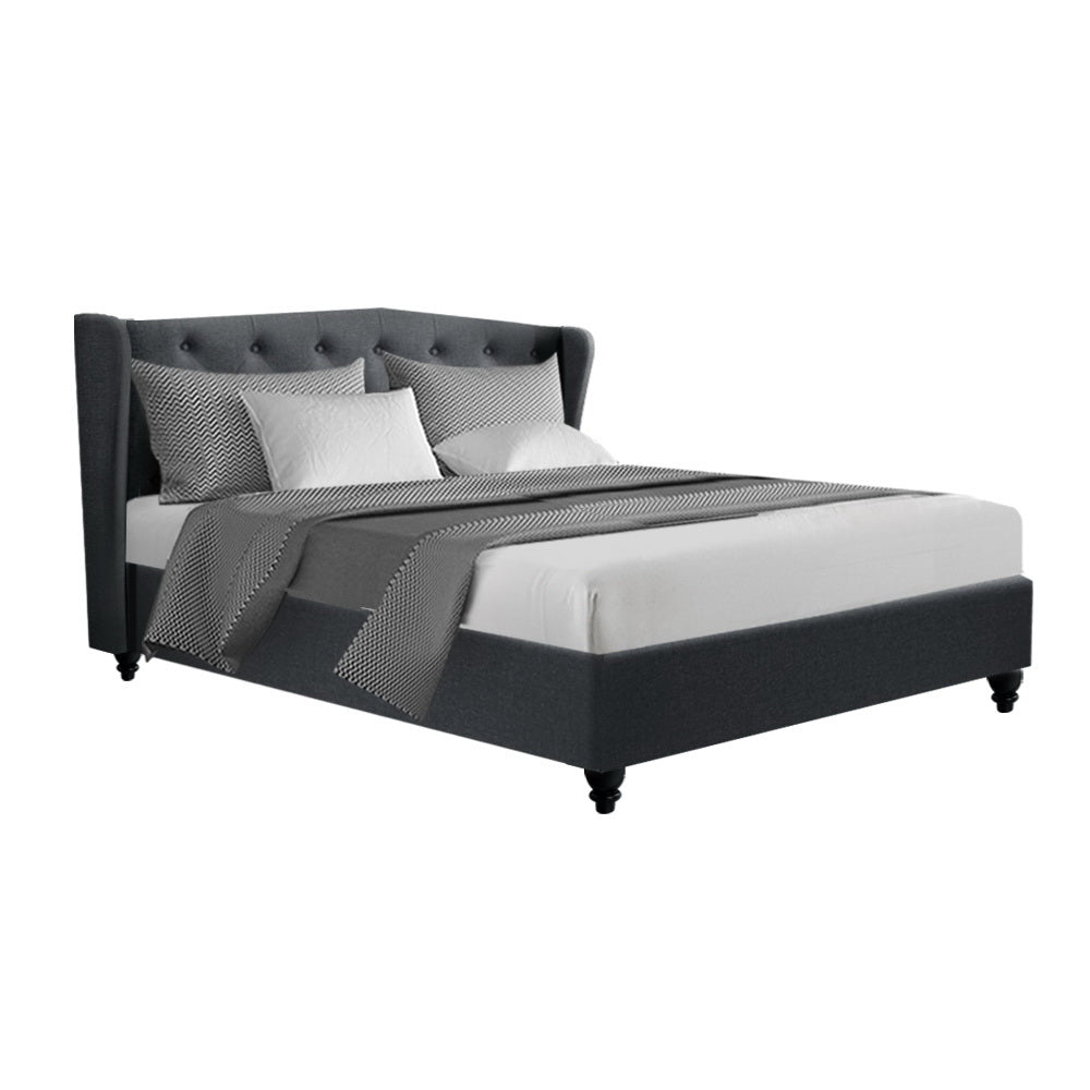 Eden Pier Bed Frame Fabric - Charcoal Queen