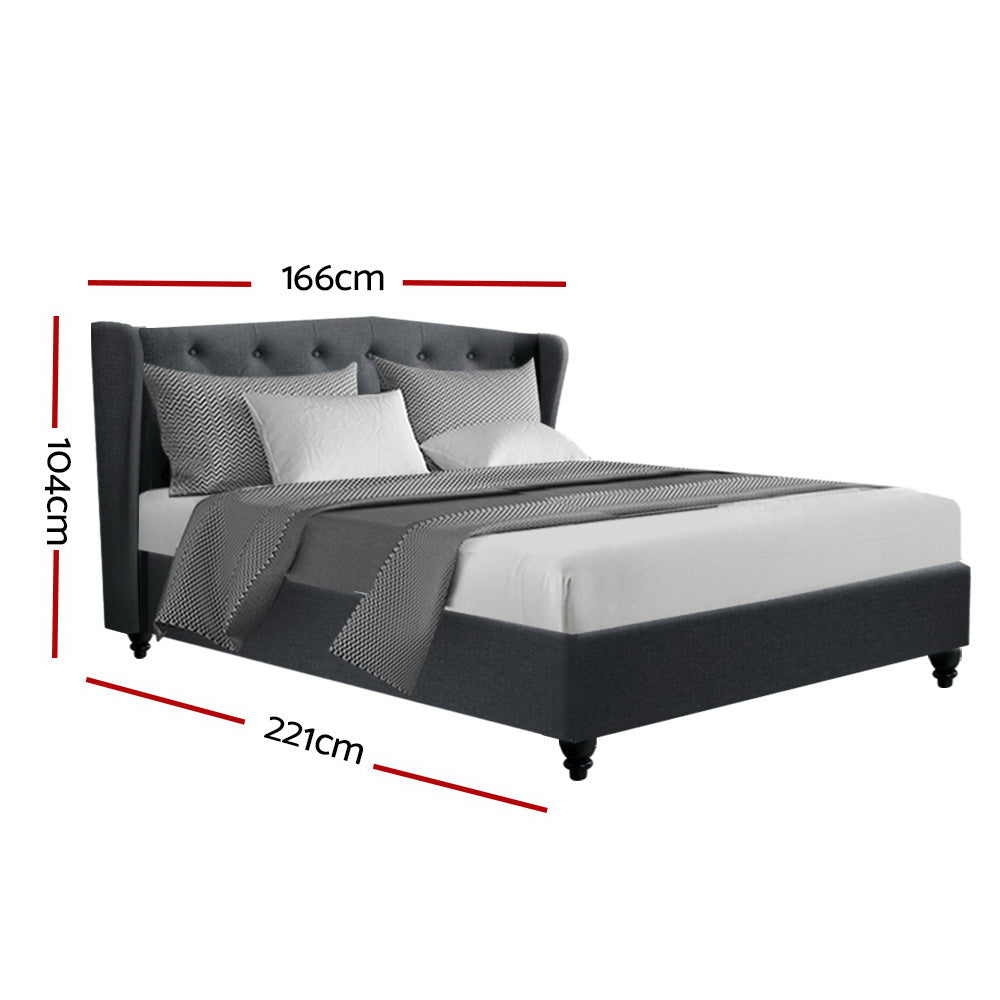 Eden Pier Bed Frame Fabric - Charcoal Queen