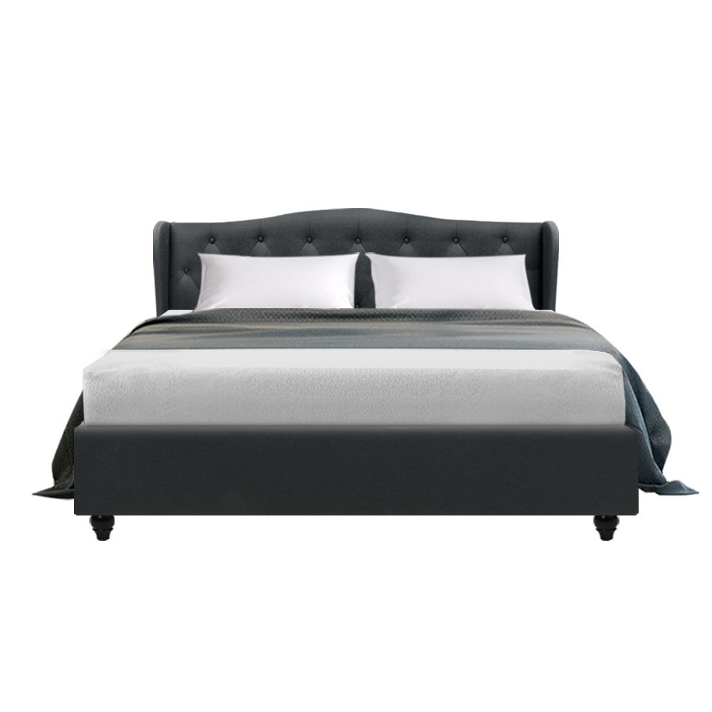 Eden Pier Bed Frame Fabric - Charcoal Queen