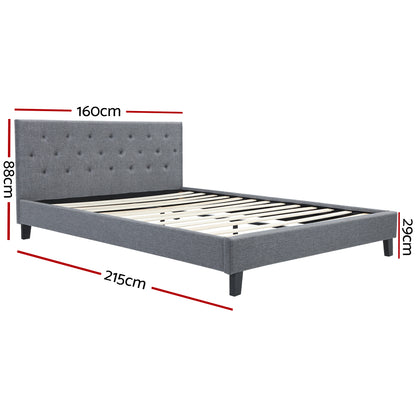 Kyoto Bed Frame Fabric- Grey Queen