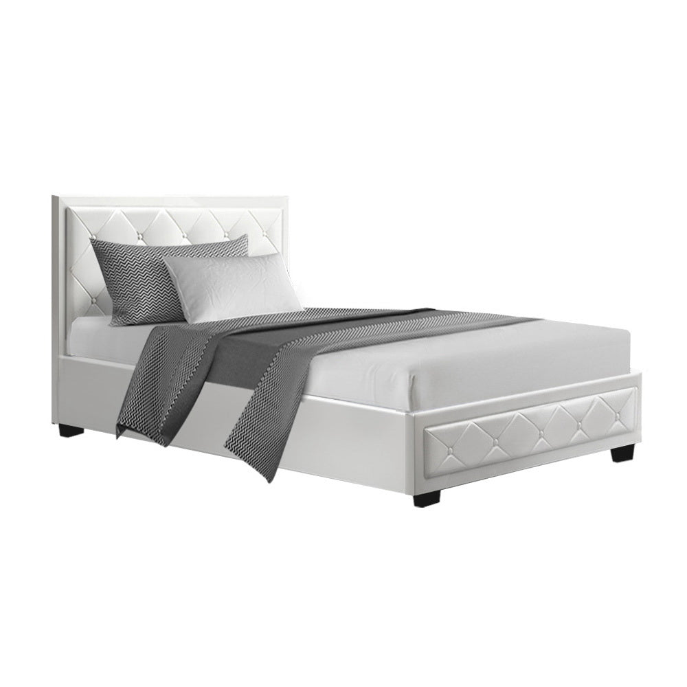 Melbourne King Single Heaven Bed Frame PU Leather Gas Lift Storage