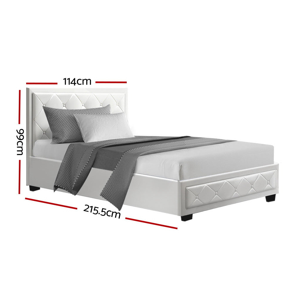 White PU Leather Heaven Bed Frame King Single Australia