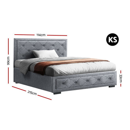 Lucy Bed Frame King Single Size Gas Lift Mattress Base with Storage Fabric