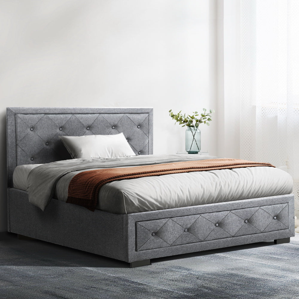 Lucy Bed Frame King Single Size Gas Lift Mattress Base with Storage Fabric