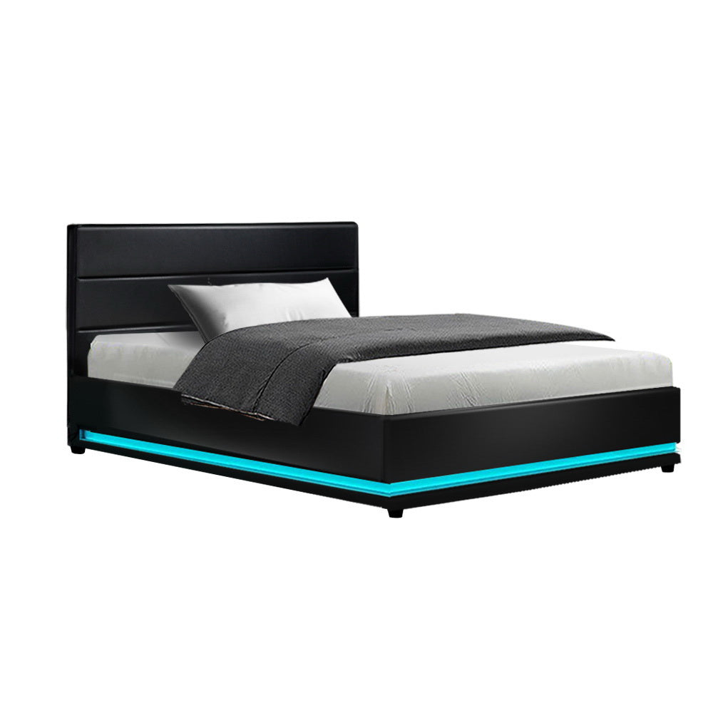 Melbourne Azalea RGB LED Bed Frame King Single - Modern Gas Lift Base