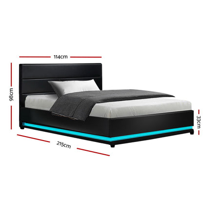 Australian Azalea RGB LED Bed Frame King Single - Stylish Gas Lift Base in Brisbane