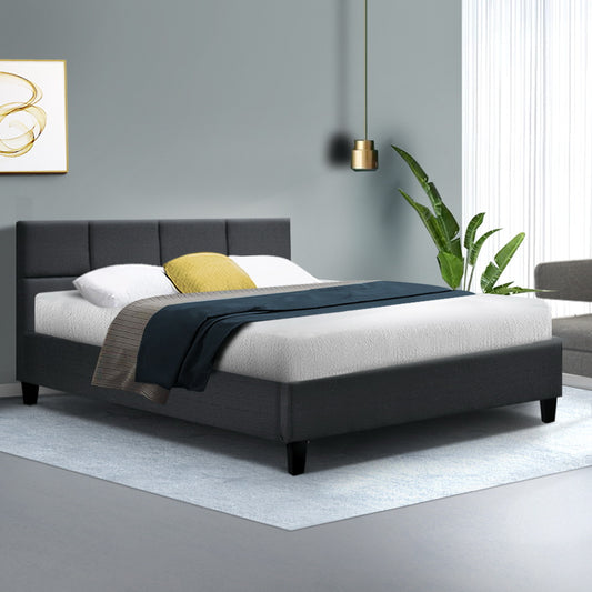 Berlin Bed Frame Double Size Charcoal Fabric