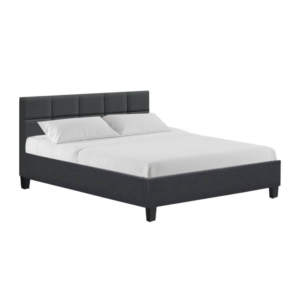 Berlin Bed Frame Queen Size Charcoal Fabric