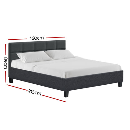 Berlin Bed Frame Queen Size Charcoal Fabric