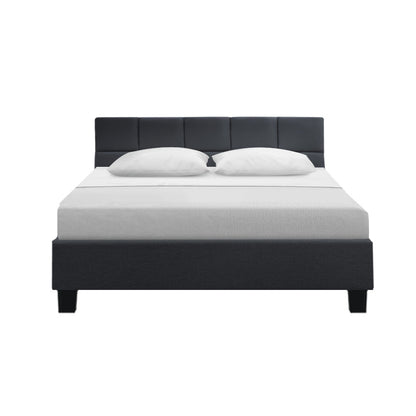 Berlin Bed Frame Queen Size Charcoal Fabric