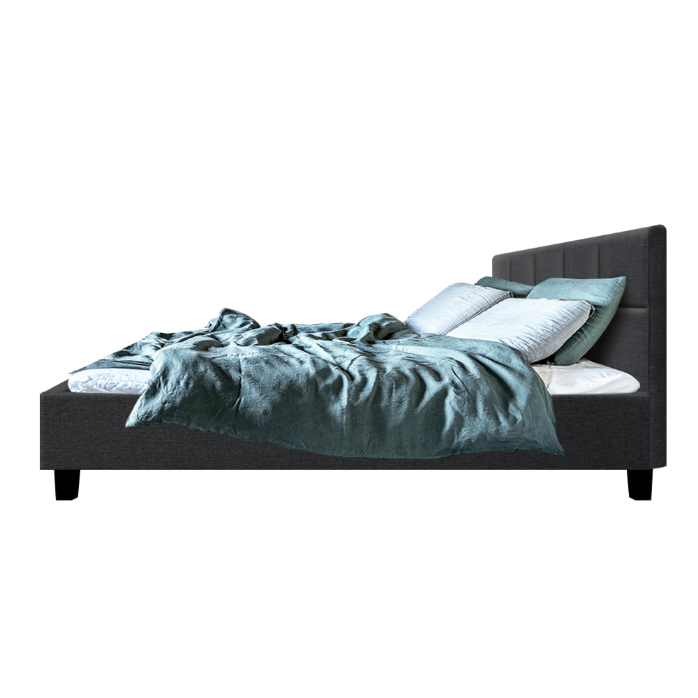 Berlin Bed Frame Queen Size Charcoal Fabric