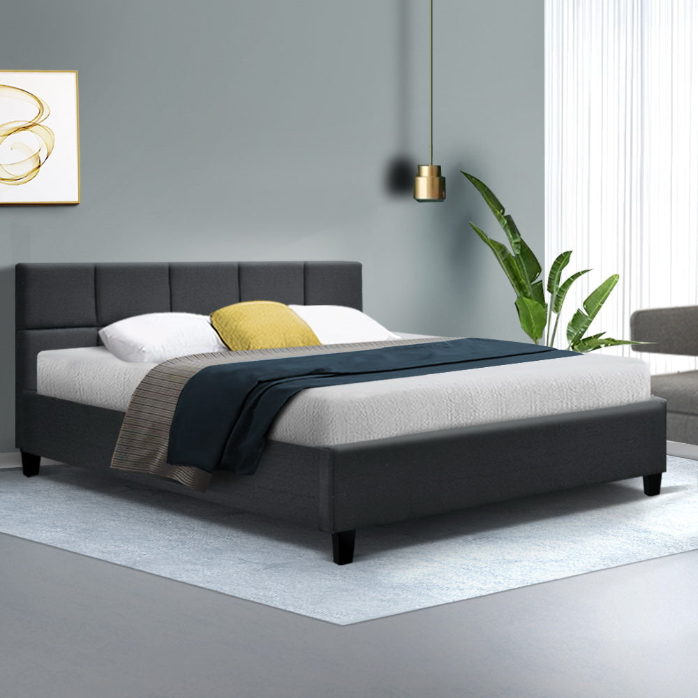 Berlin Bed Frame Queen Size Charcoal Fabric