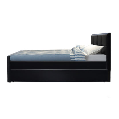 King Single Vienna Trundle Bed Frame Black Leather Melbourne