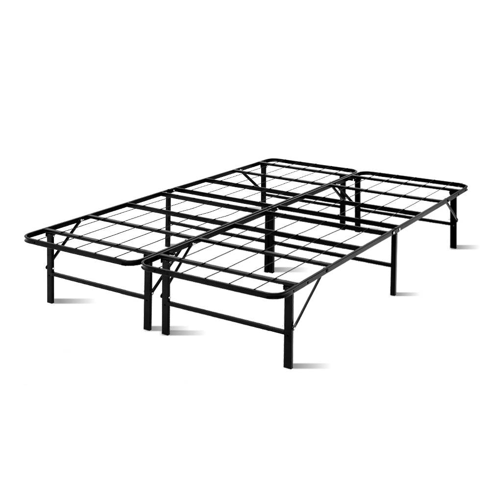 Takaya Folding Double Metal Bed Frame - Black