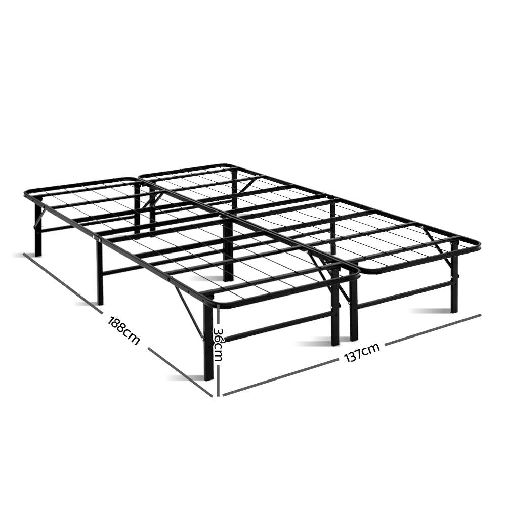 Takaya Folding Double Metal Bed Frame - Black