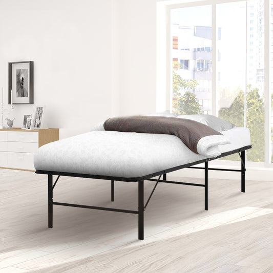 Geneva Folding Bed Frame Metal Bed Base King Single Size Portable Black